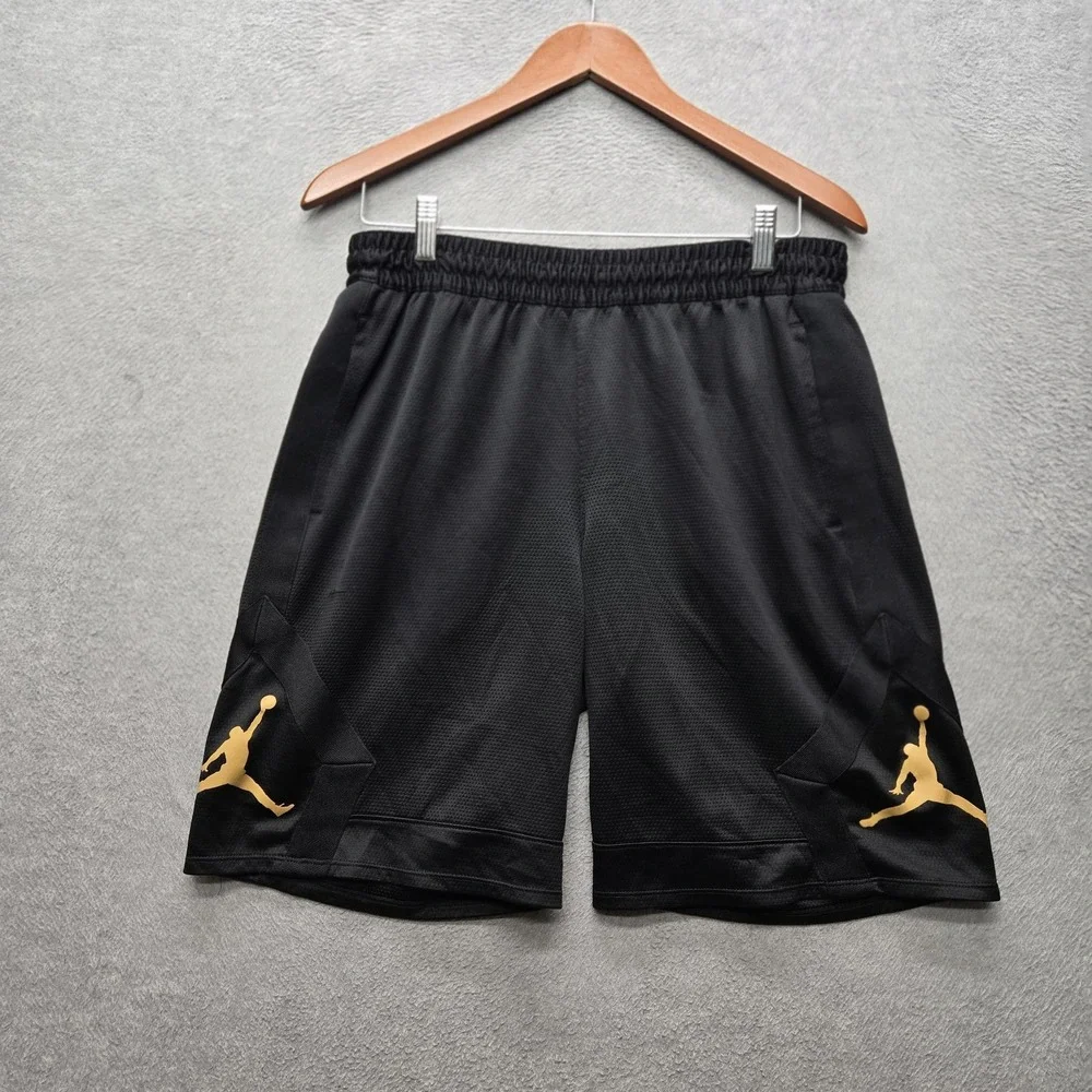 Air Jordan Men Activewear Shorts M Black Athletic Sweat Jumpman Logo Dri-Fit